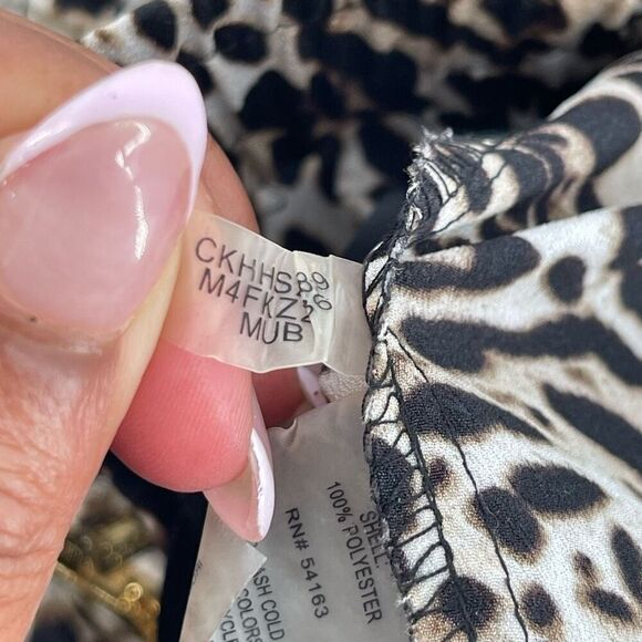 Calvin Klein Women’s Leopard Jogger Pants – Large, Drawstring Waist, Zip Pockets - Picture 14 of 15